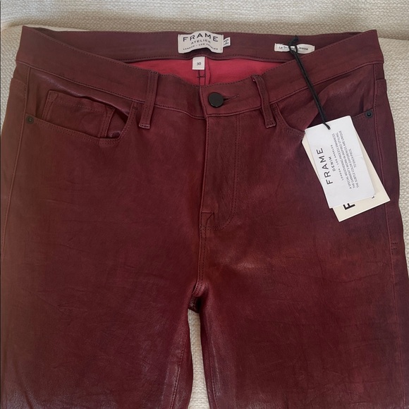 FRAME Atelier real lamb leather pants burgundy size 30 le skinny de Jeanne - Picture 7 of 10